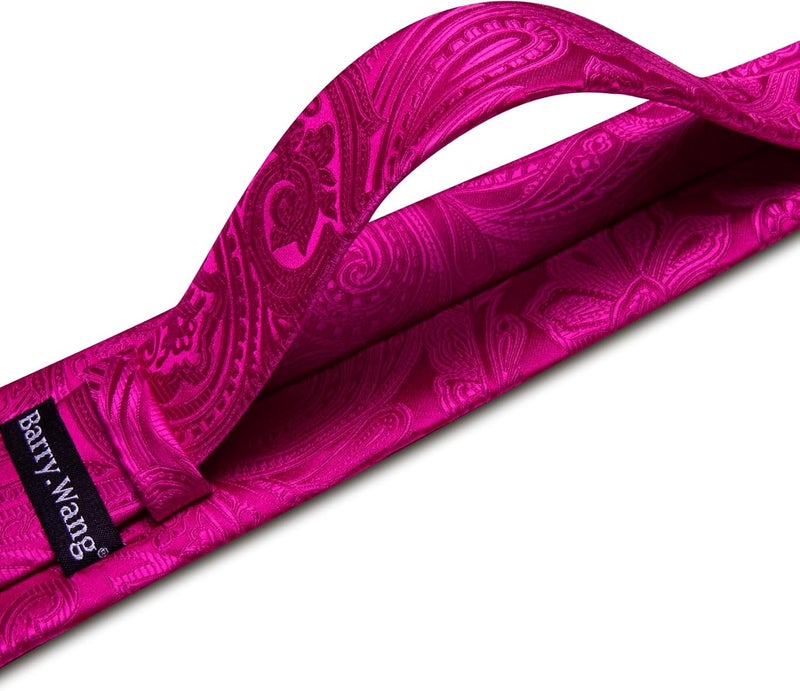 Barry.Wang Store Men Ties Paisley Woven Silk Necktie Set with Pocket Suqare Cufflinks Formal - Image 3
